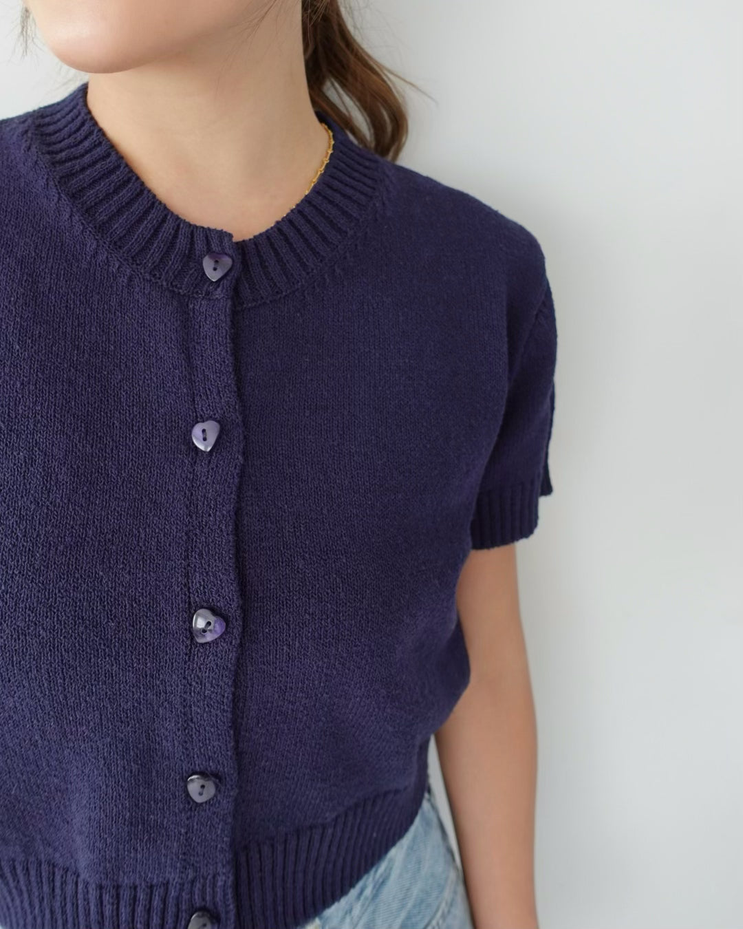 Heart button Short Cardigan