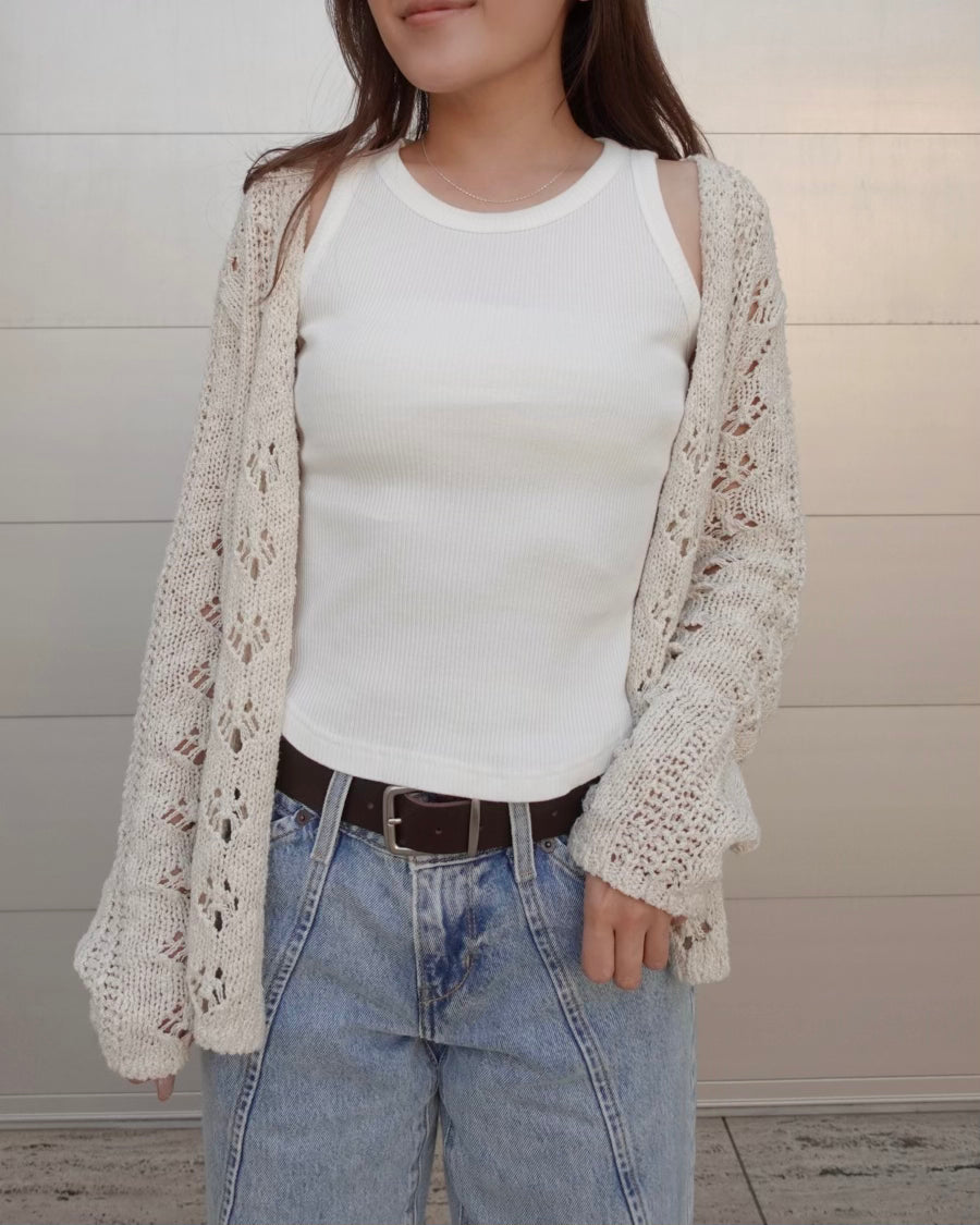 Crochet Linen Knit Cardigan