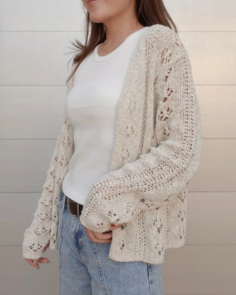 Crochet Linen Knit Cardigan