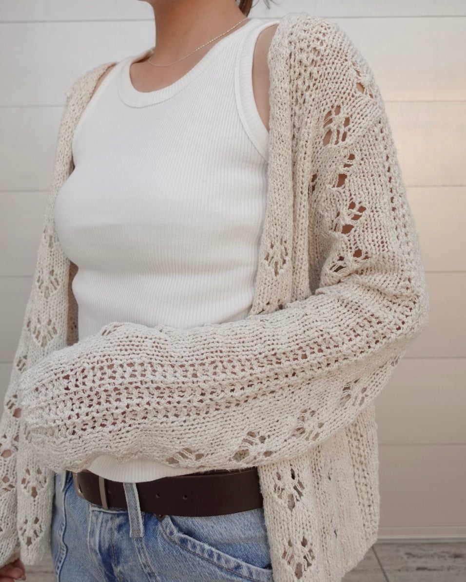 Crochet Linen Knit Cardigan