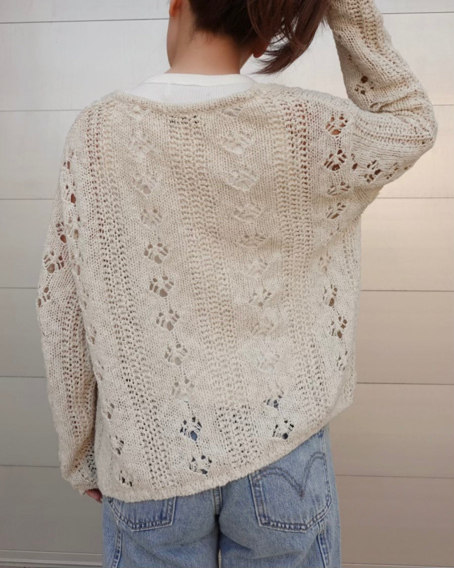 Crochet Linen Knit Cardigan