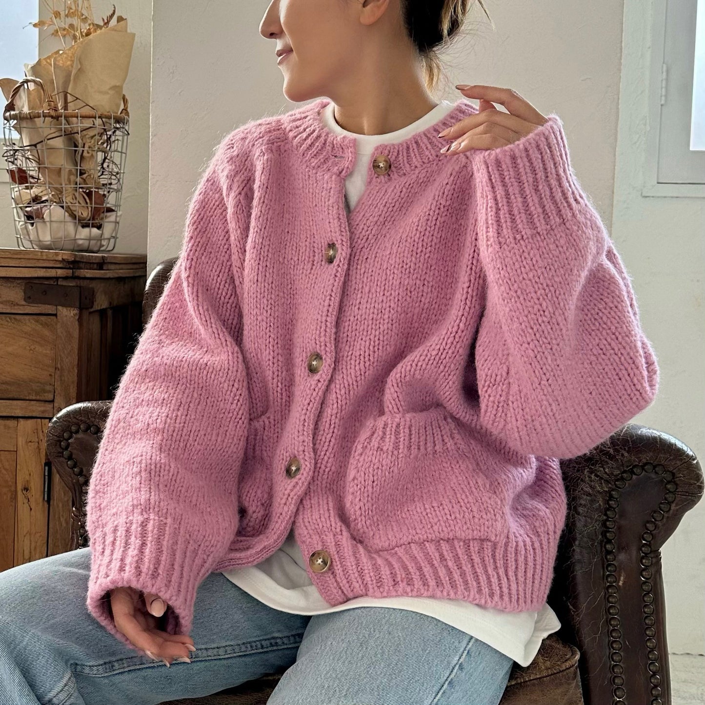 Wool Color Knit Cardigan