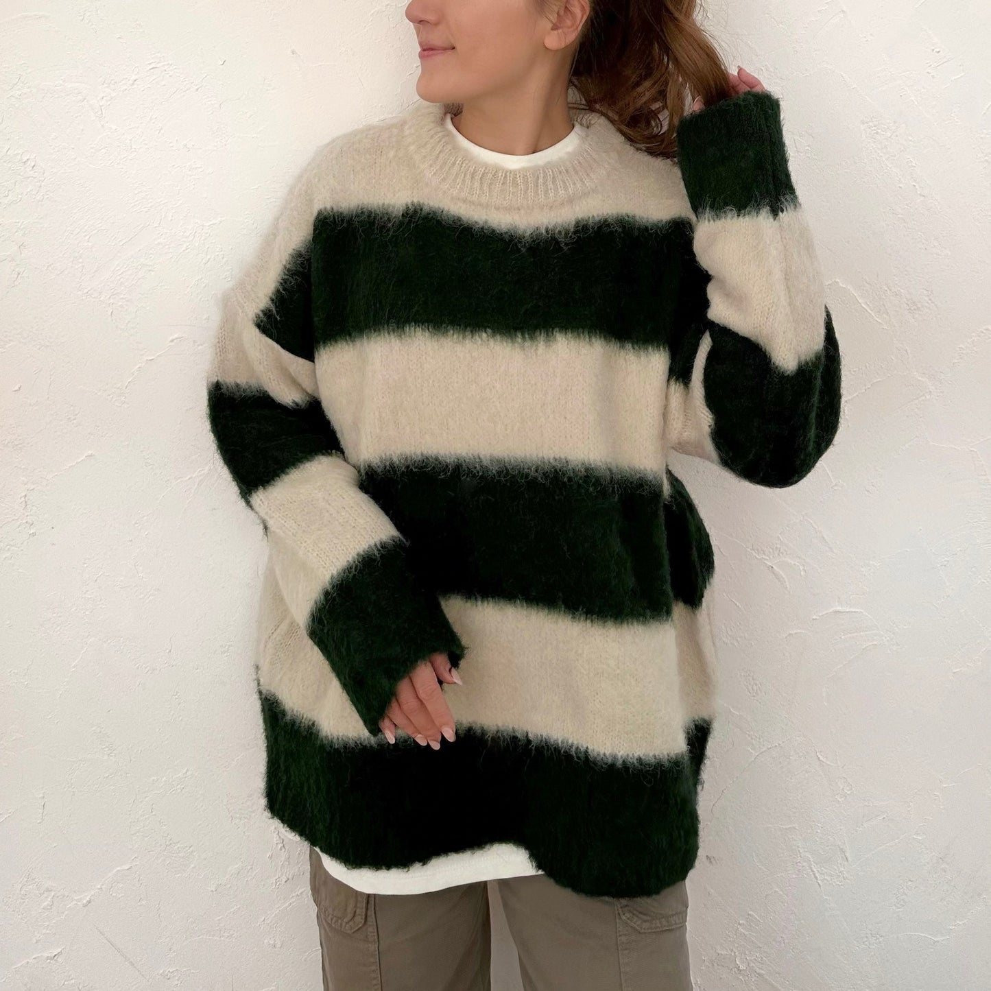 Oversized Wool Border Knit